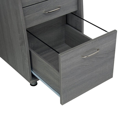 48" Gray Wood Pedestal Computer Desk With Two Cabinets And Two Drawers HomeRoots