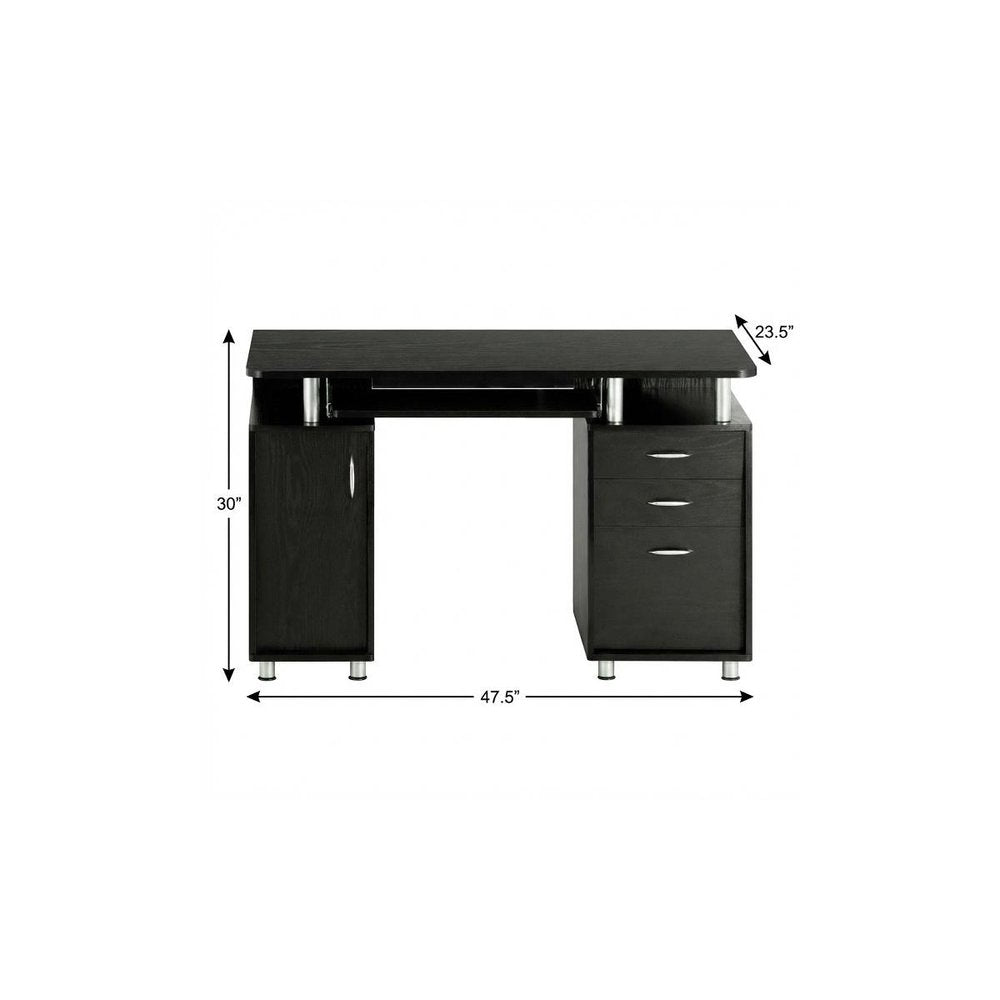48" Espresso Wood Pedestal Computer Desk With Two Cabinets And Two Drawers HomeRoots