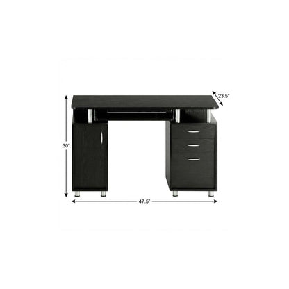 48" Espresso Wood Pedestal Computer Desk With Two Cabinets And Two Drawers HomeRoots