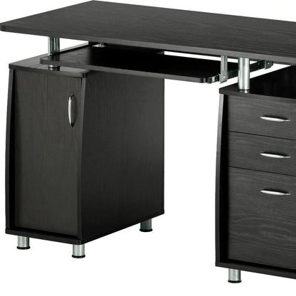 48" Espresso Wood Pedestal Computer Desk With Two Cabinets And Two Drawers HomeRoots
