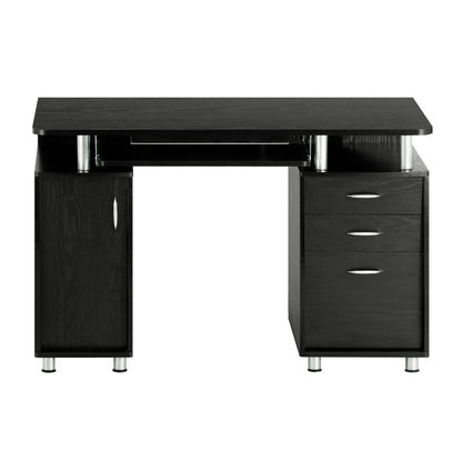 48" Espresso Wood Pedestal Computer Desk With Two Cabinets And Two Drawers HomeRoots