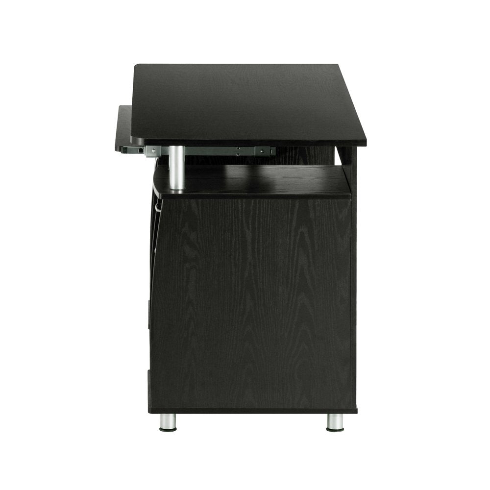 48" Espresso Wood Pedestal Computer Desk With Two Cabinets And Two Drawers HomeRoots