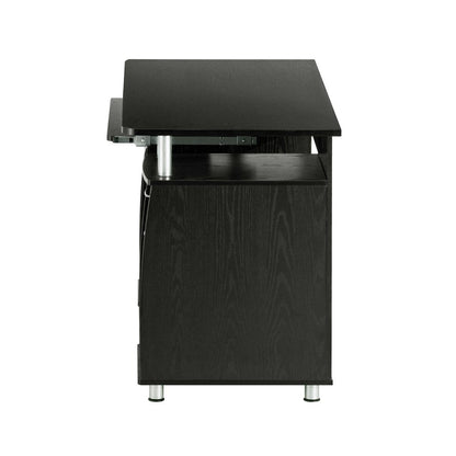 48" Espresso Wood Pedestal Computer Desk With Two Cabinets And Two Drawers HomeRoots