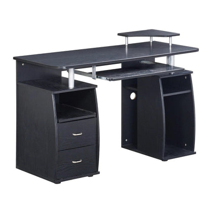 47" Espresso Wood Pedestal Computer Desk With Two Drawers HomeRoots