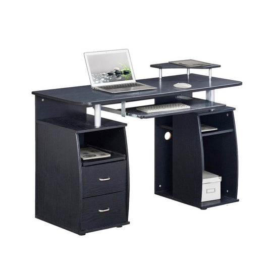 47" Espresso Wood Pedestal Computer Desk With Two Drawers