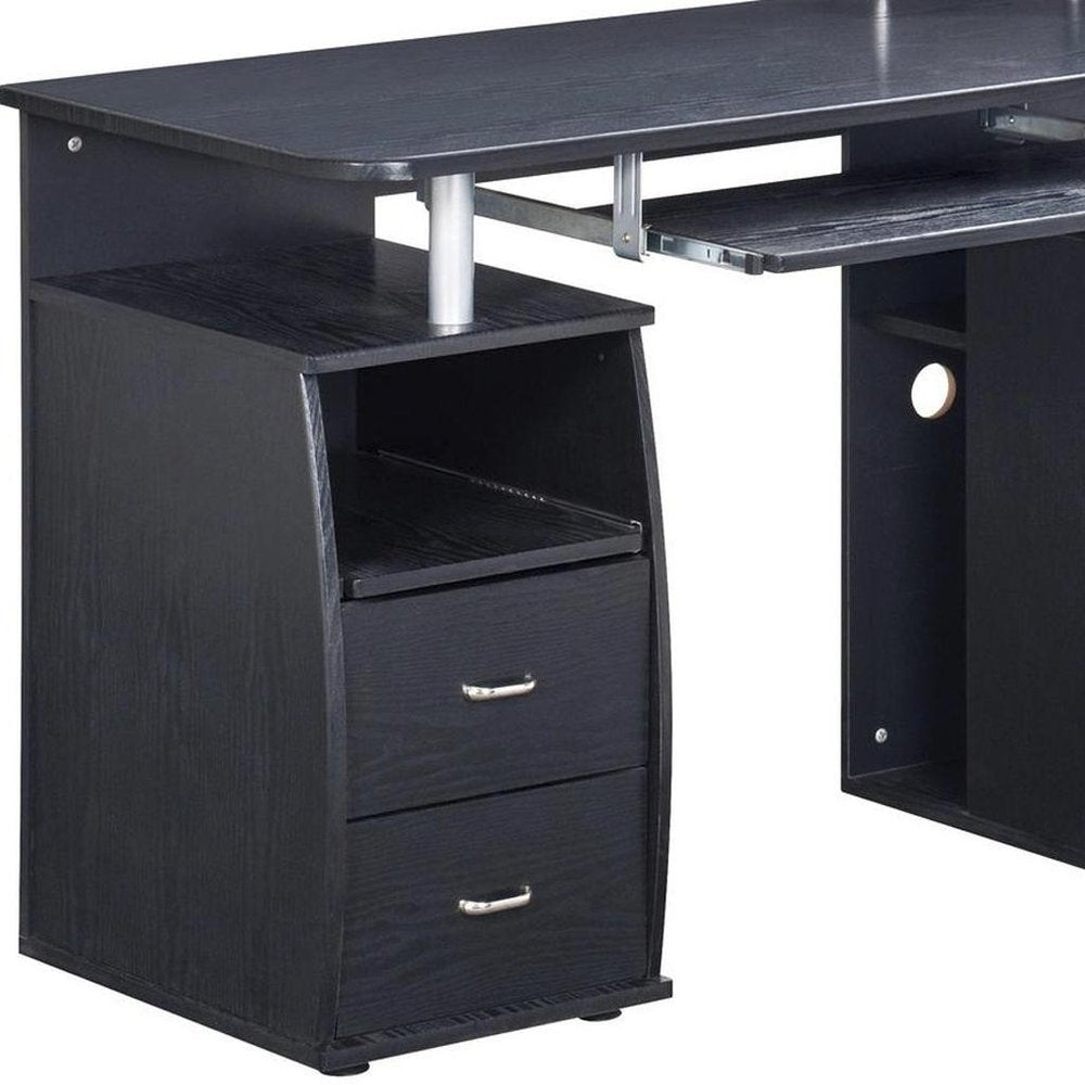 47" Espresso Wood Pedestal Computer Desk With Two Drawers — view 6