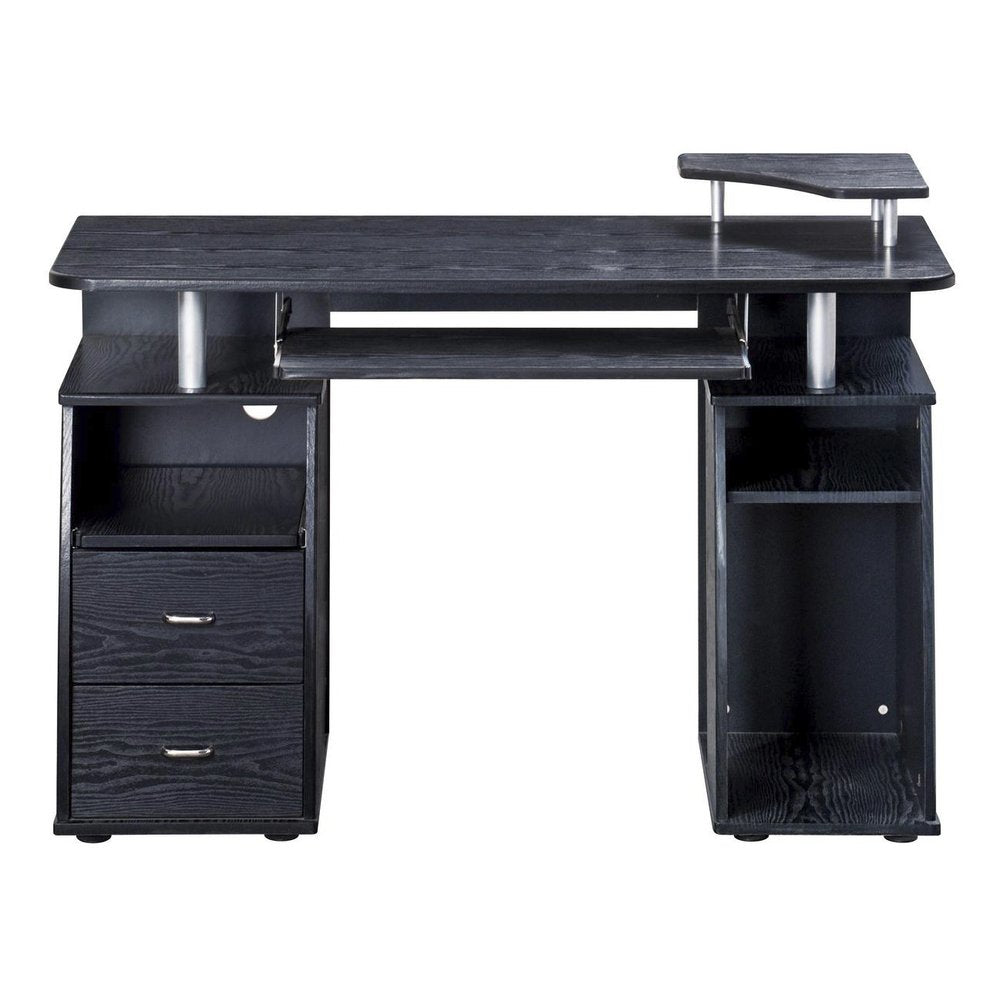 47" Espresso Wood Pedestal Computer Desk With Two Drawers — view 3