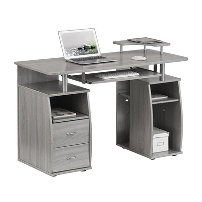 47" Gray Wood Pedestal Computer Desk With Two Drawers HomeRoots