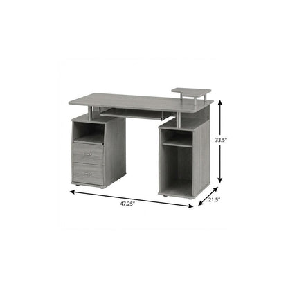 47" Gray Wood Pedestal Computer Desk With Two Drawers HomeRoots