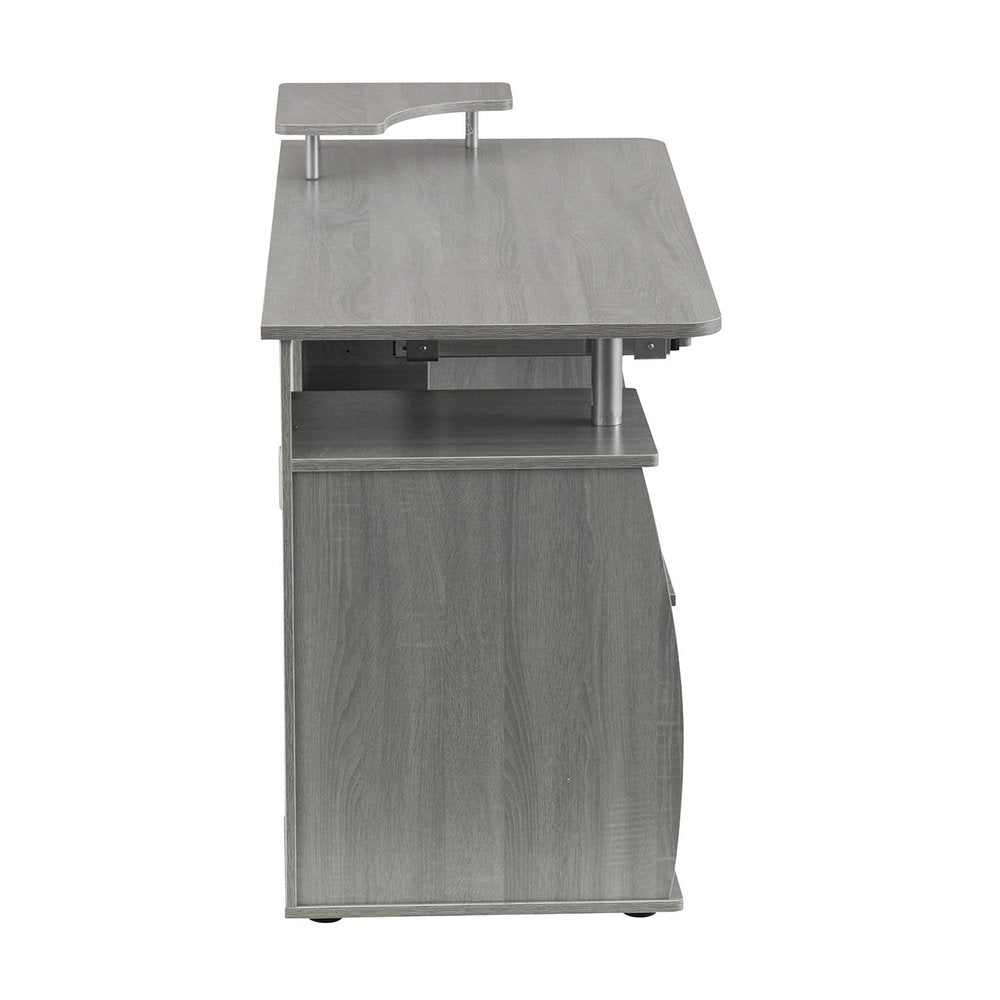 47" Gray Wood Pedestal Computer Desk With Two Drawers — view 4
