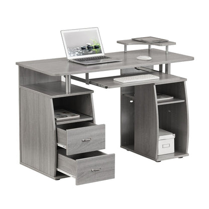 47" Gray Wood Pedestal Computer Desk With Two Drawers