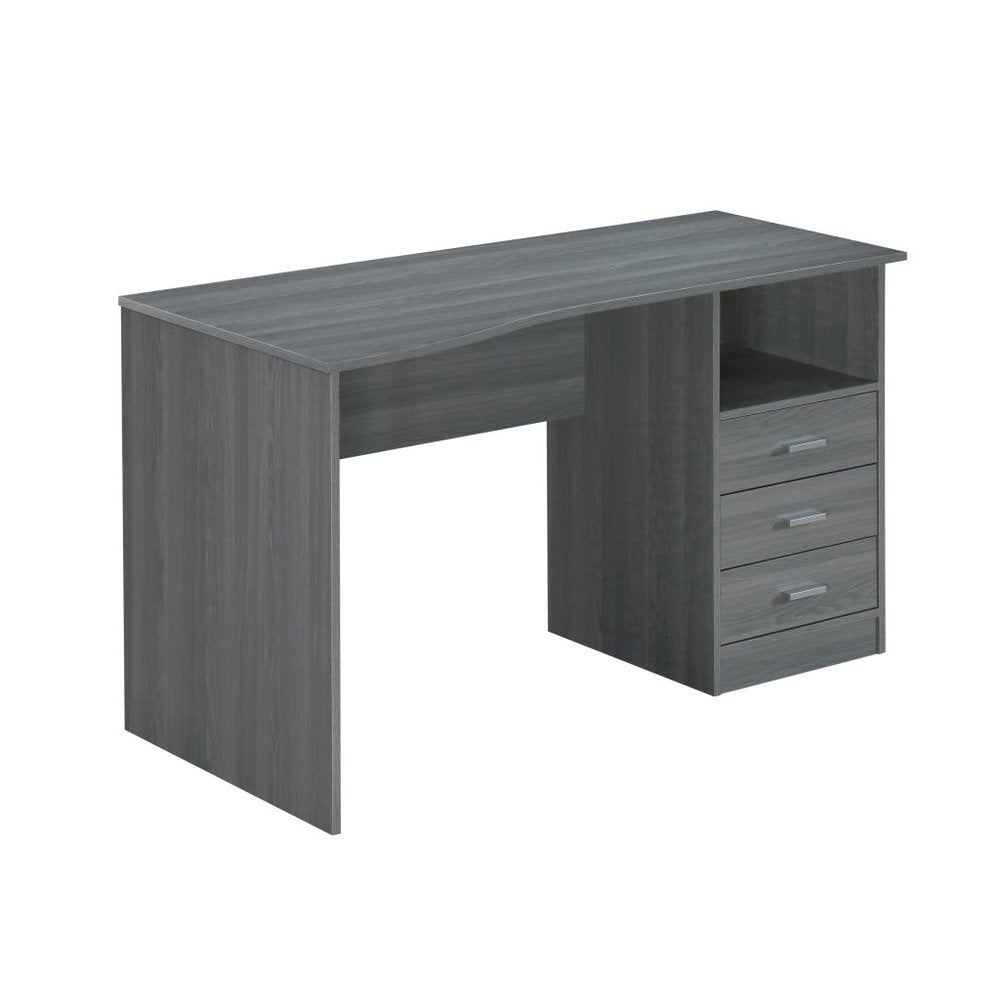 51" Gray Wood Pedestal Computer Desk With Three Drawers — view 1