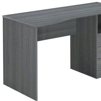 51" Gray Wood Pedestal Computer Desk With Three Drawers