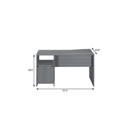51" Gray Wood Pedestal Computer Desk With Three Drawers HomeRoots