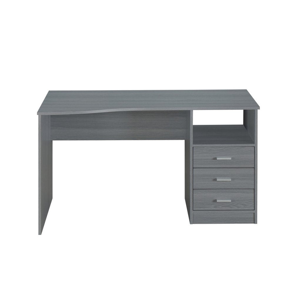 51" Gray Wood Pedestal Computer Desk With Three Drawers HomeRoots