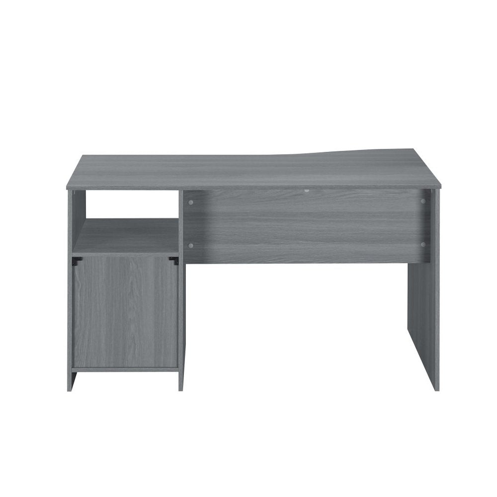 51" Gray Wood Pedestal Computer Desk With Three Drawers HomeRoots
