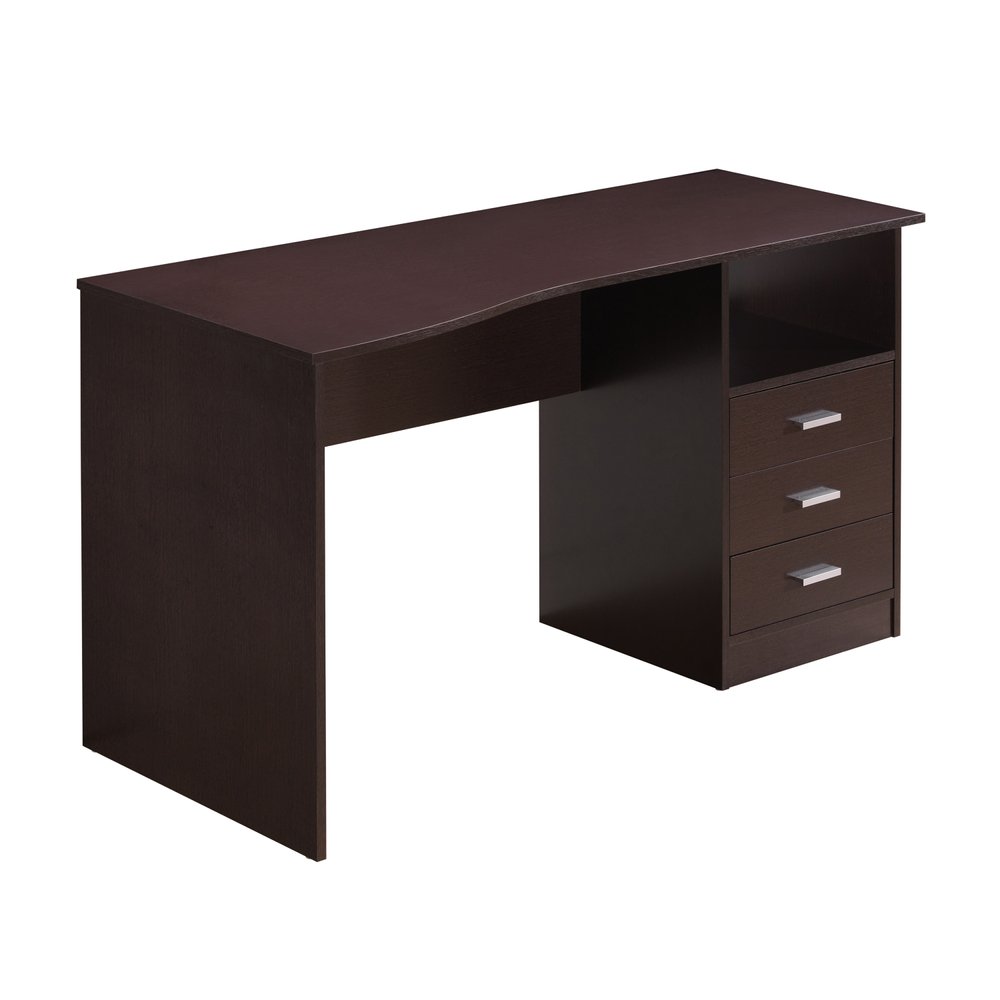 51" Dark Brown Wood Pedestal Computer Desk With Three Drawers HomeRoots