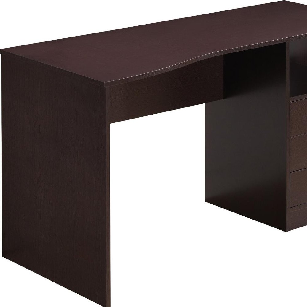 51" Dark Brown Wood Pedestal Computer Desk With Three Drawers HomeRoots