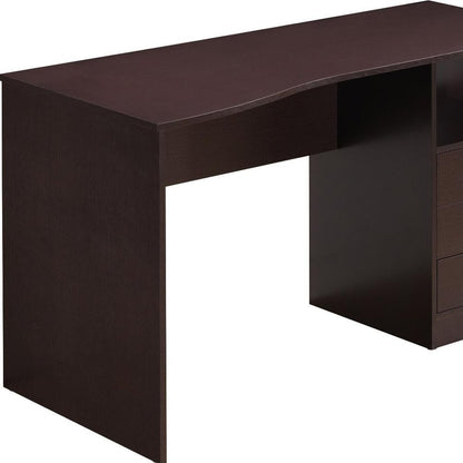 51" Dark Brown Wood Pedestal Computer Desk With Three Drawers HomeRoots