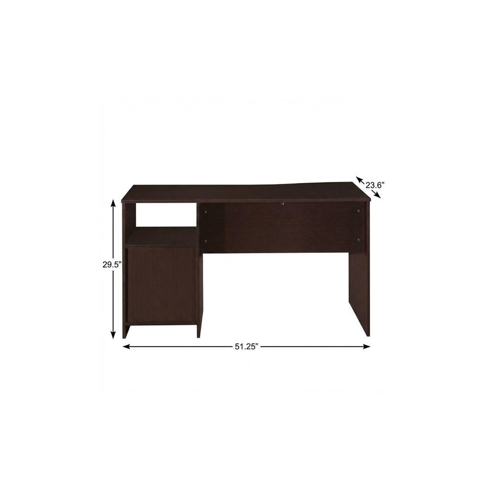 51" Dark Brown Wood Pedestal Computer Desk With Three Drawers — view 6