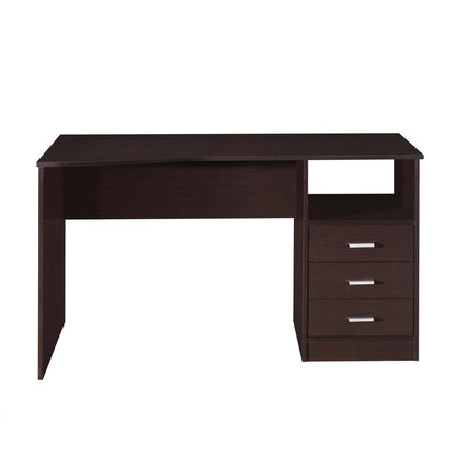 51" Dark Brown Wood Pedestal Computer Desk With Three Drawers HomeRoots
