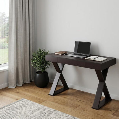 47" Espresso Wood Writing Desk HomeRoots