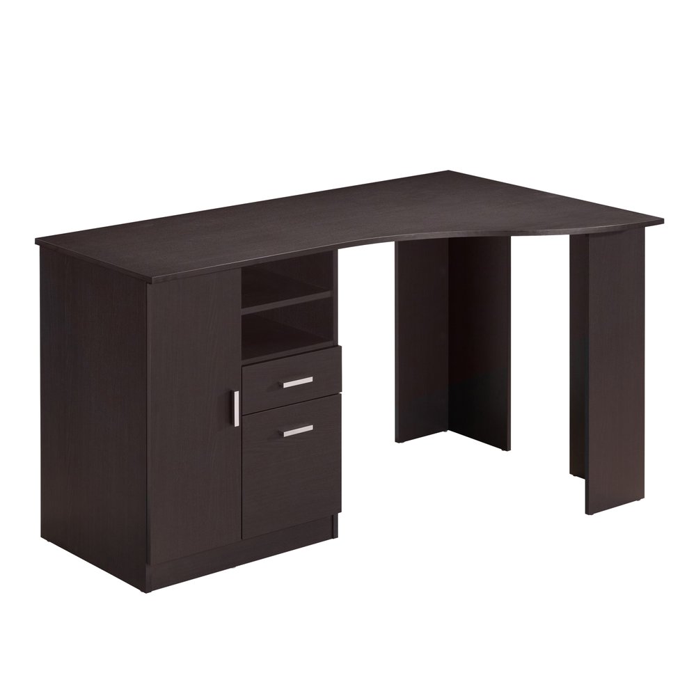 51" Espresso Wood Pedestal Computer Desk With Two Drawers — view 1