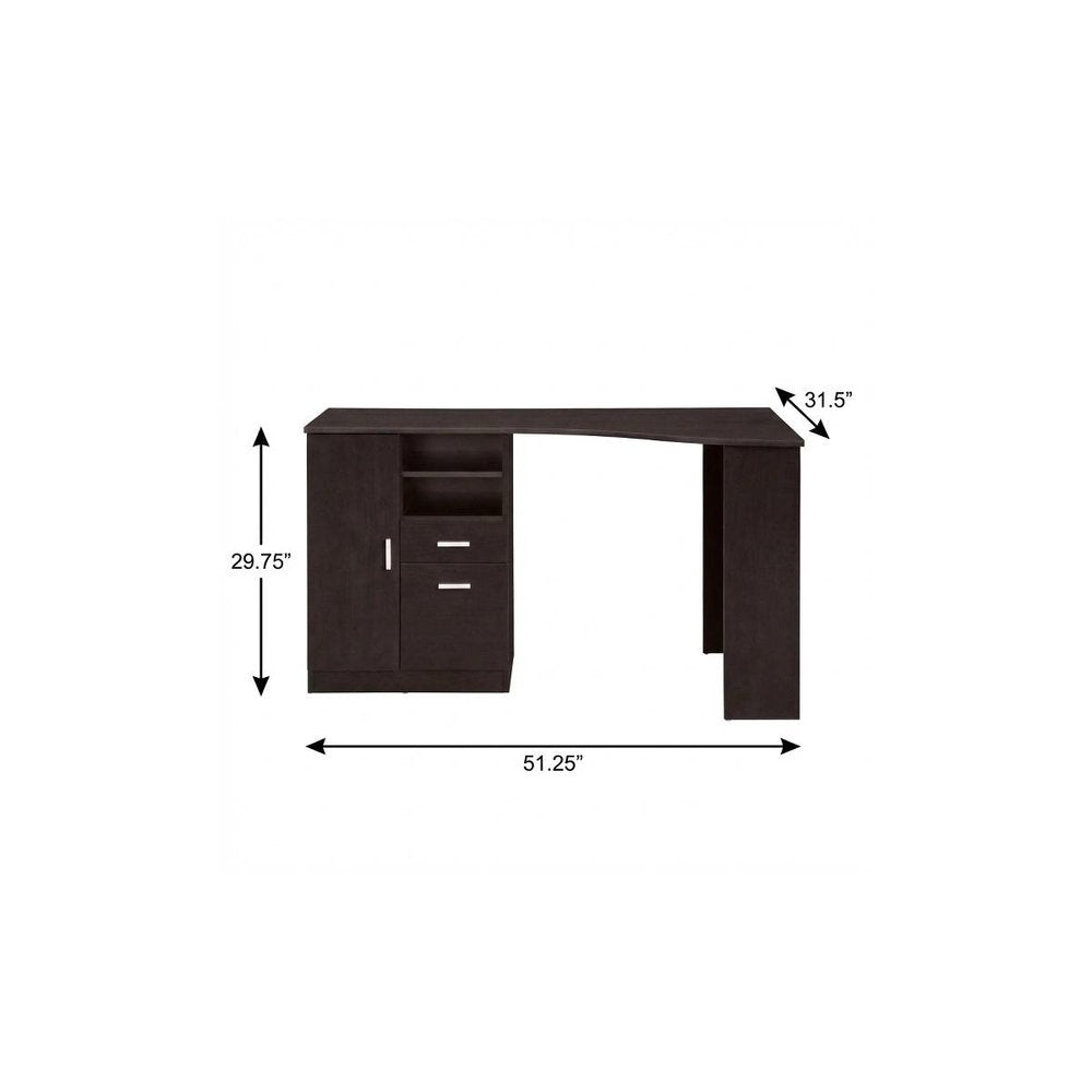 51" Espresso Wood Pedestal Computer Desk With Two Drawers HomeRoots
