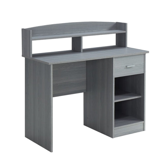 41" Gray Wood Pedestal Computer Desk With Hutch HomeRoots