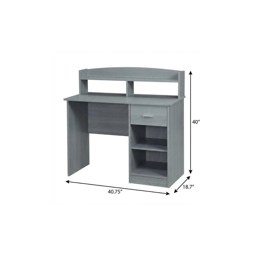41" Gray Wood Pedestal Computer Desk With Hutch HomeRoots