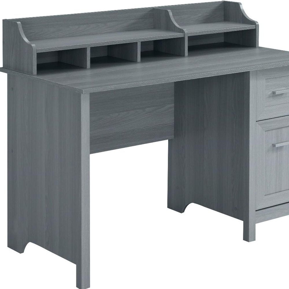 47" Gray Wood Pedestal Writing Desk — view 5