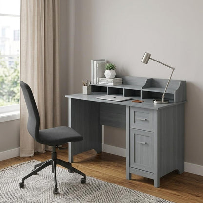 47" Gray Wood Pedestal Writing Desk HomeRoots