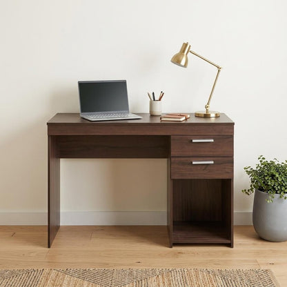48" Espresso Wood Pedestal Computer Desk With Two Drawers HomeRoots