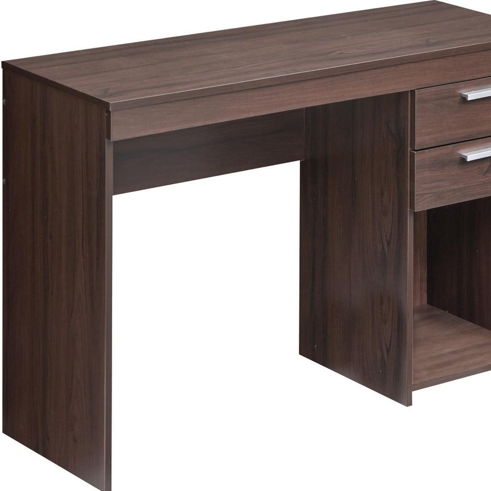 48" Espresso Wood Pedestal Computer Desk With Two Drawers — view 5