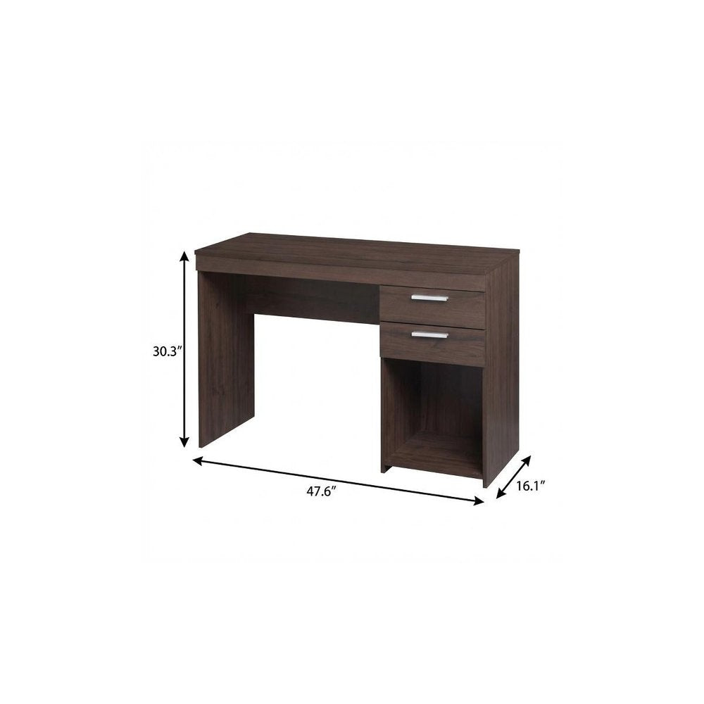 48" Espresso Wood Pedestal Computer Desk With Two Drawers HomeRoots