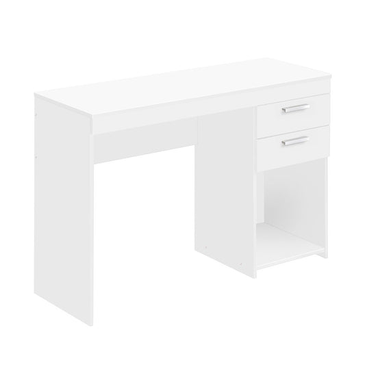 48" White Wood Pedestal Computer Desk With Two Drawers HomeRoots