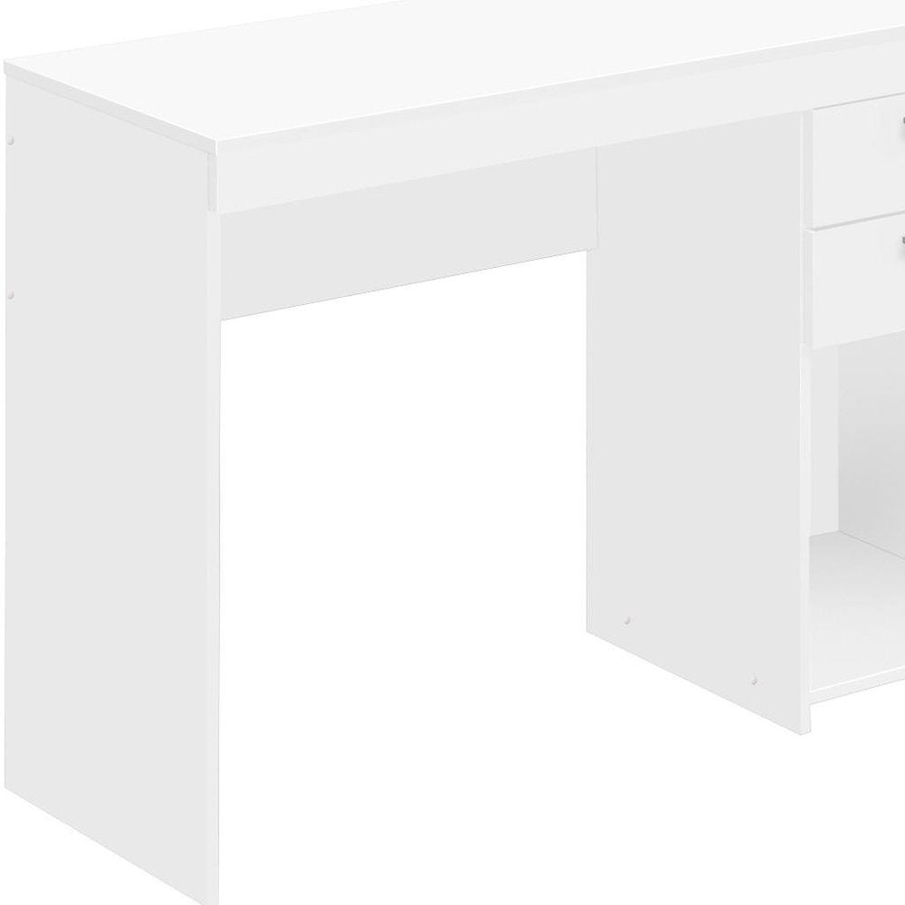 48" White Wood Pedestal Computer Desk With Two Drawers HomeRoots