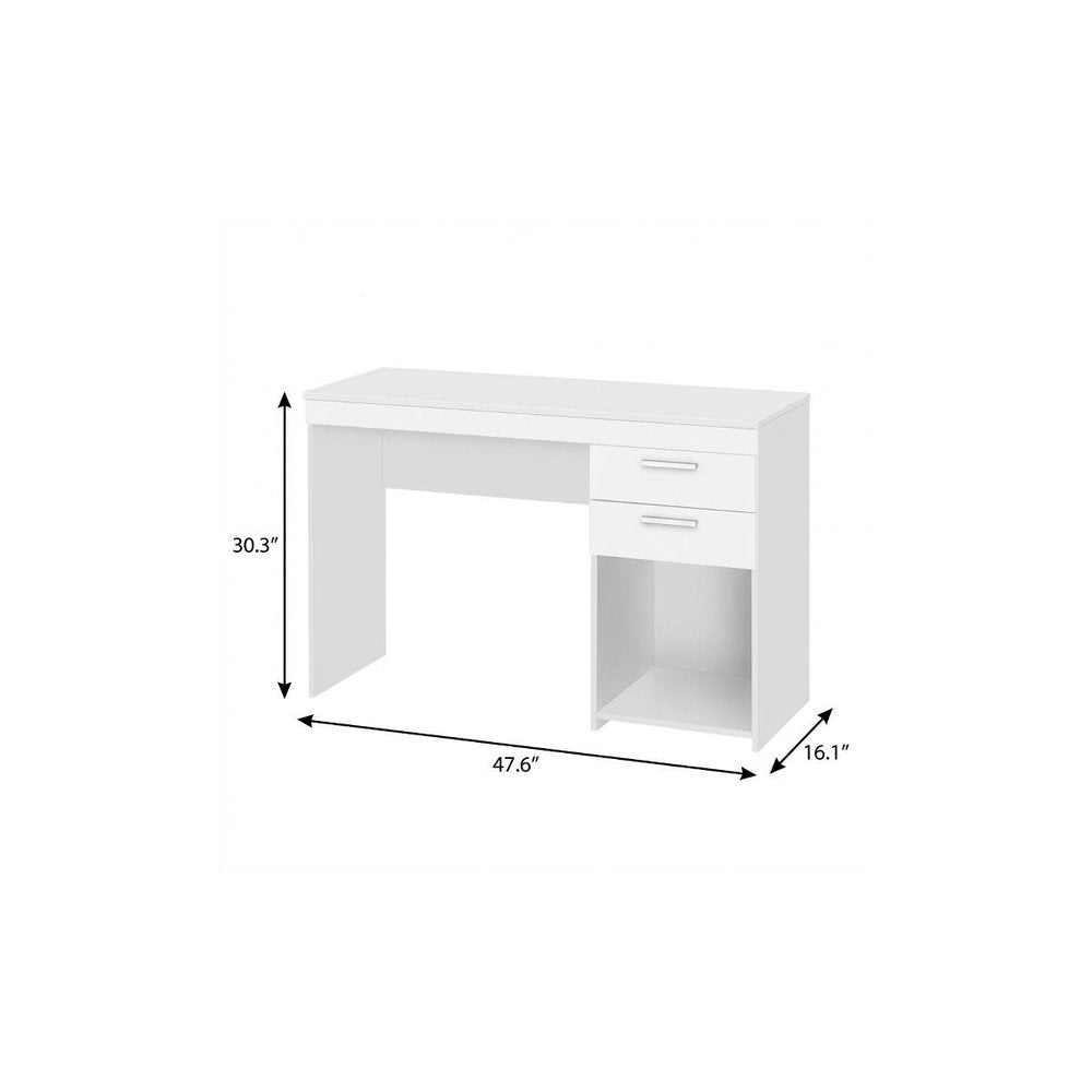 48" White Wood Pedestal Computer Desk With Two Drawers HomeRoots