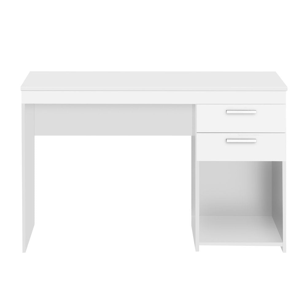 48" White Wood Pedestal Computer Desk With Two Drawers HomeRoots