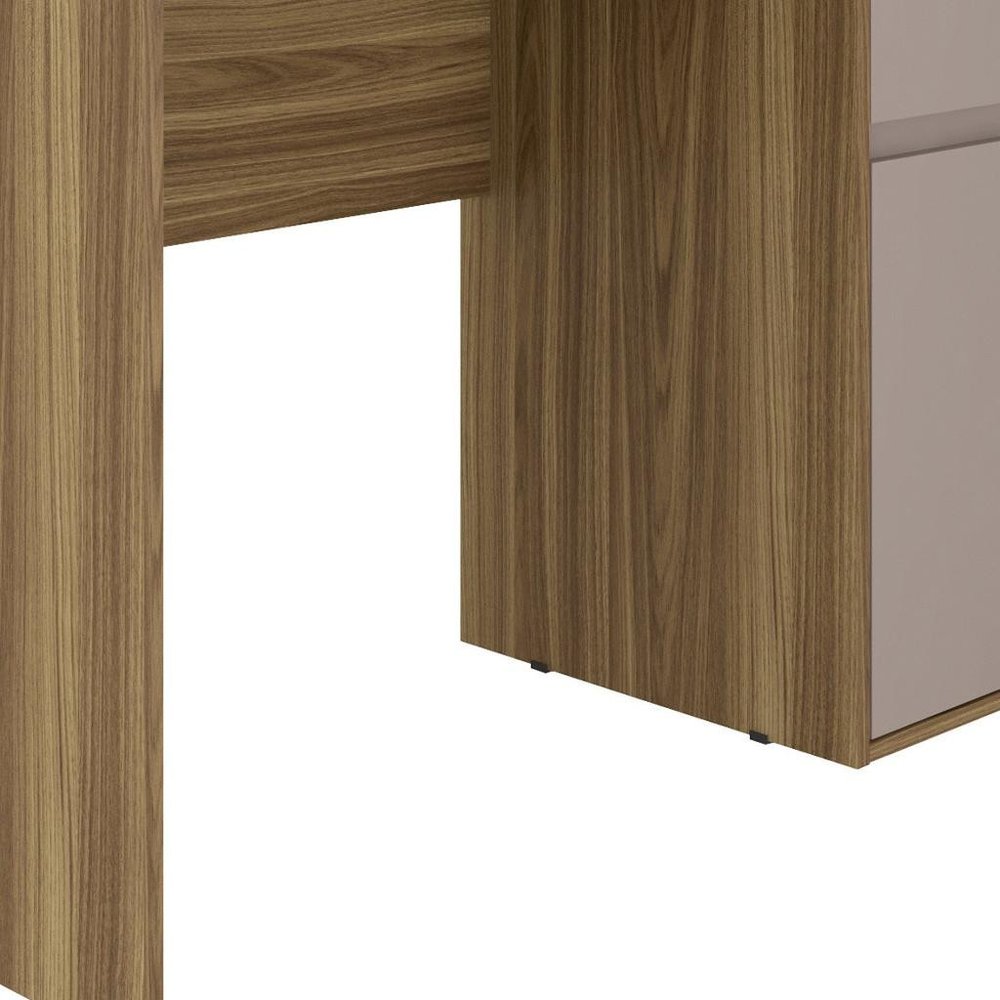 43" Walnut and Gray Wood Pedestal Computer Desk HomeRoots