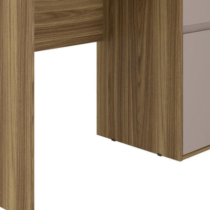 43" Walnut and Gray Wood Pedestal Computer Desk HomeRoots