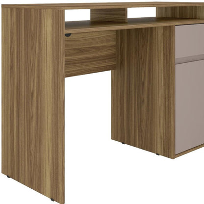 43" Walnut and Gray Wood Pedestal Computer Desk HomeRoots