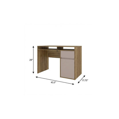 43" Walnut and Gray Wood Pedestal Computer Desk HomeRoots