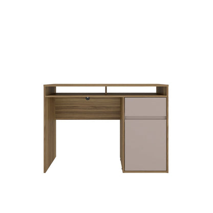 43" Walnut and Gray Wood Pedestal Computer Desk HomeRoots