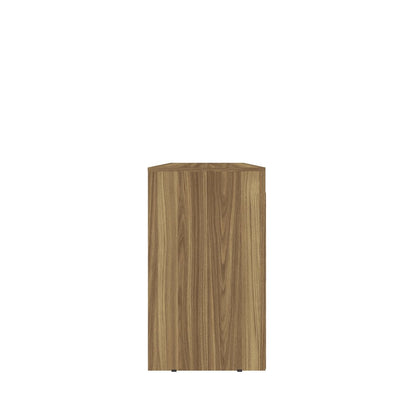 43" Walnut and Gray Wood Pedestal Computer Desk HomeRoots