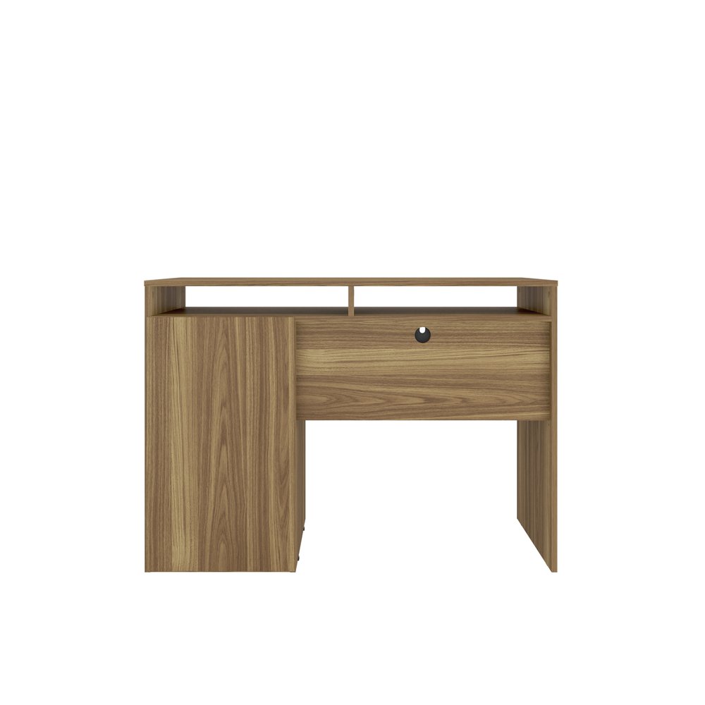43" Walnut and Gray Wood Pedestal Computer Desk HomeRoots