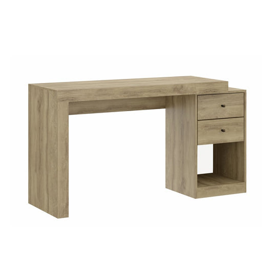 58" Natural Wood Pedestal Computer Desk With Two Drawers HomeRoots