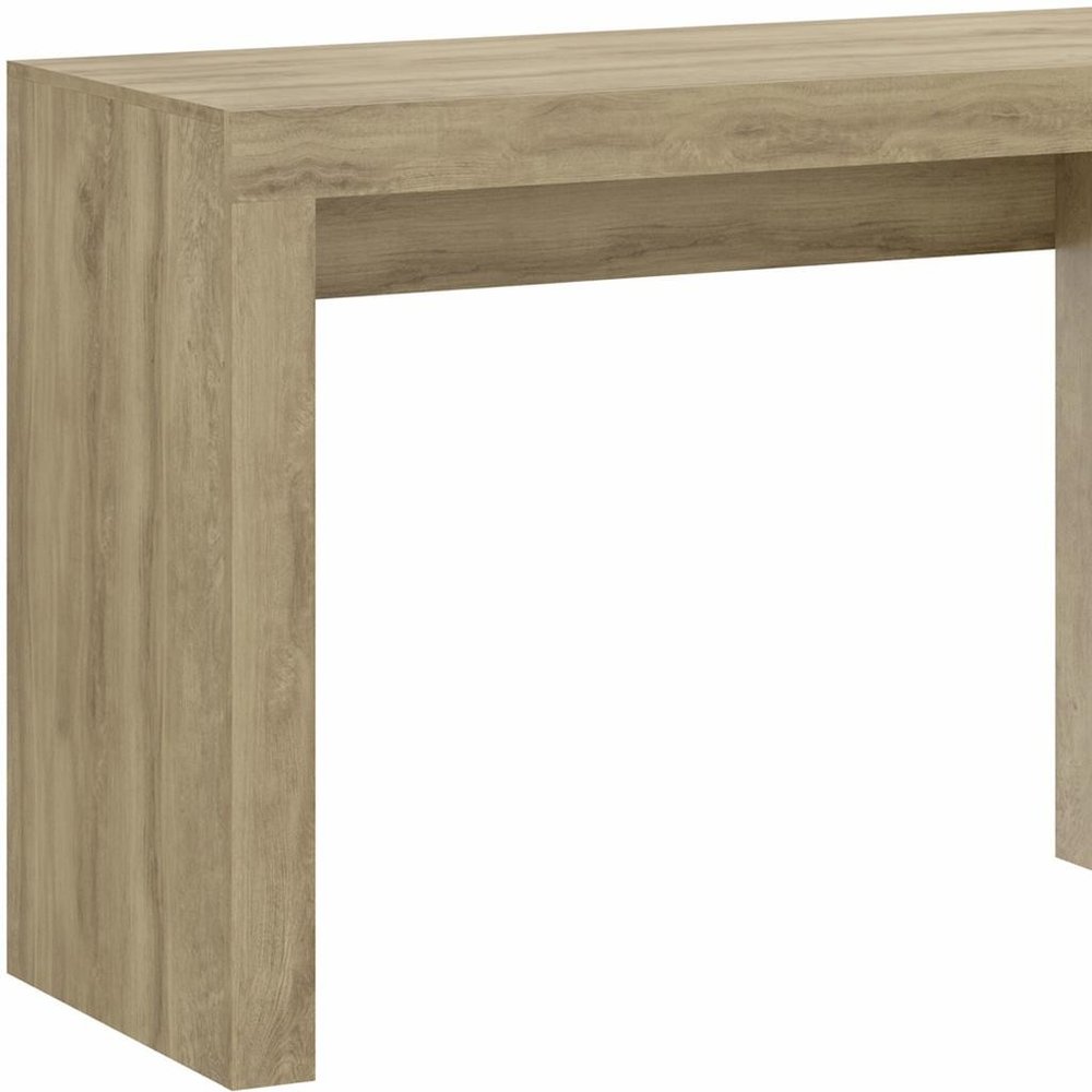 58" Natural Wood Pedestal Computer Desk With Two Drawers — view 5