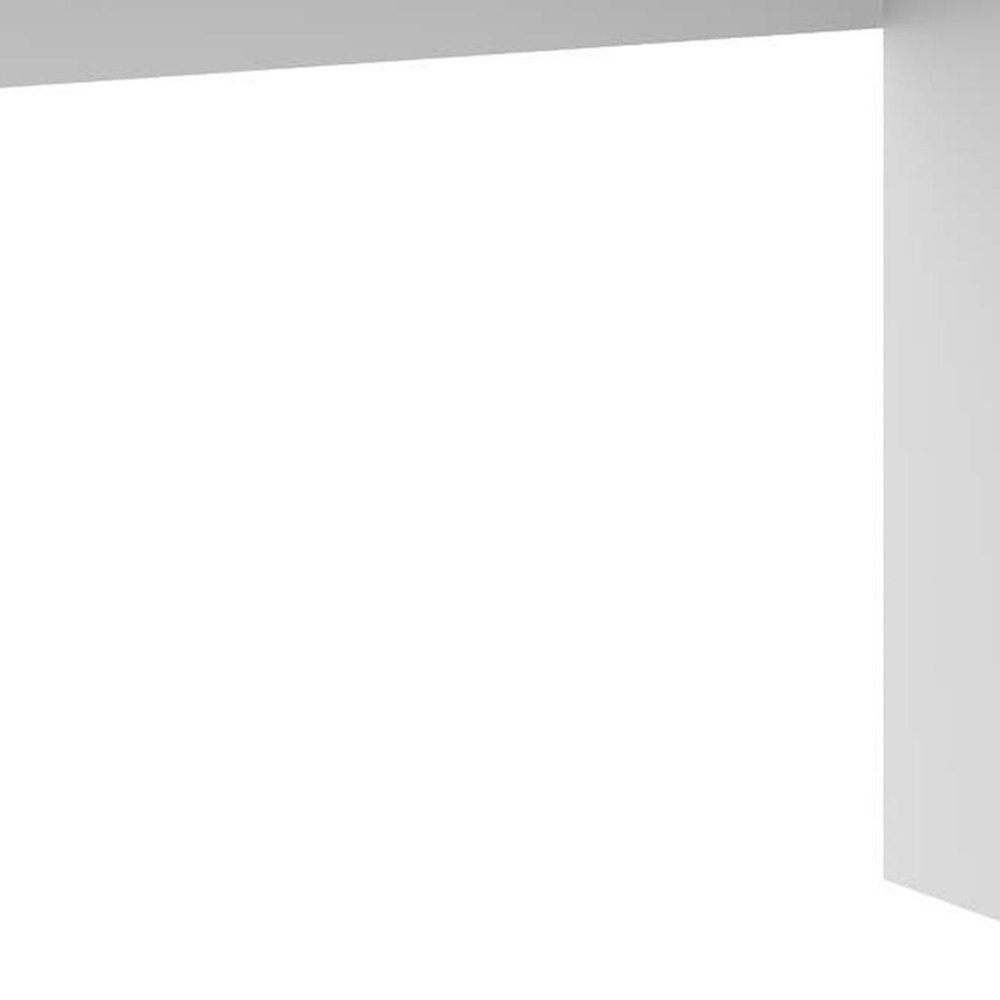 58" White Wood Pedestal Writing Desk With Two Drawers — view 4