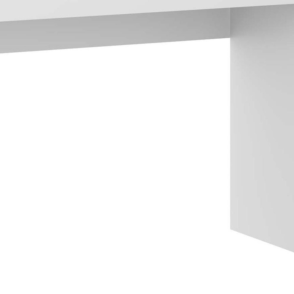 58" White Wood Pedestal Writing Desk With Two Drawers HomeRoots